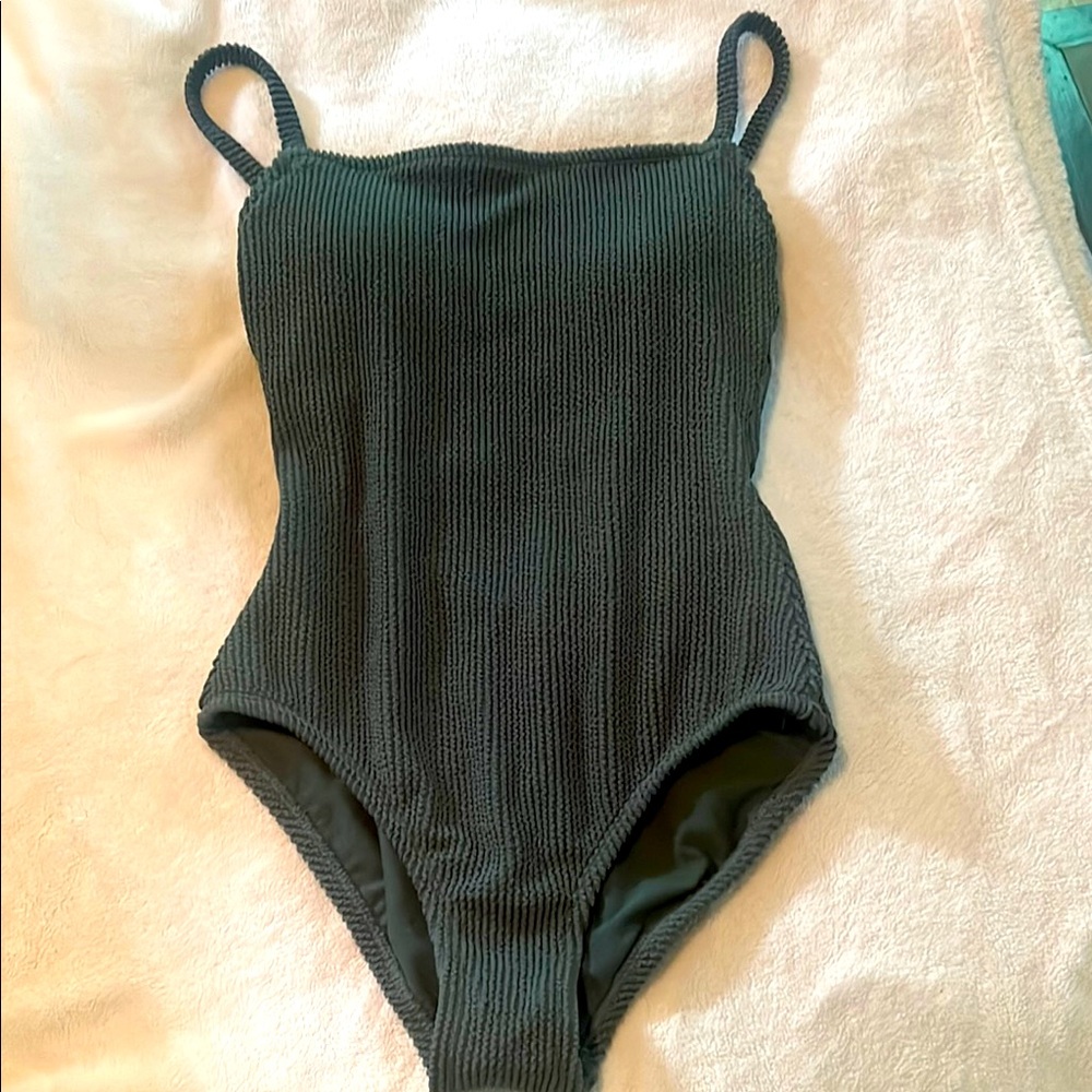 Dark Green Ribbed Swimsuit